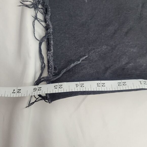 ASOS jeans black straight leg raw hem high‎ waisted ankle 30 - Picture 9 of 10